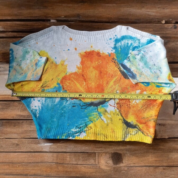 Luisa Ricci Abstract Floral Cold Shoulder Lightweight Sweater Made in Italy 🇮🇹 - Picture 4 of 8